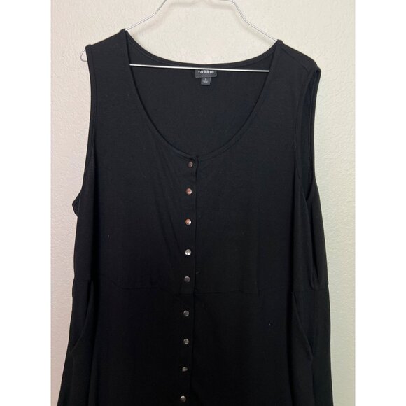 Torrid 3 3X Maxi Jersey Button-Front Dress Black RN 148862 - Picture 6 of 8
